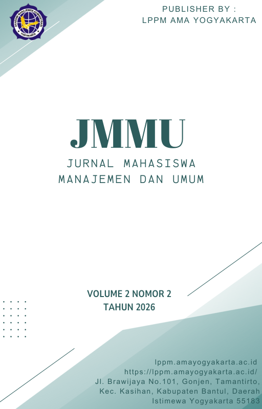 					View Vol. 2 No. 2 (2026): JMMU: Jurnal Mahasiswa Manajemen dan Umum
				